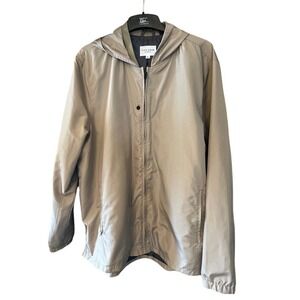 Five Four Mens Tan Hooded Windbreaker Jacket XL Full Zip Lightweight Golf Coat